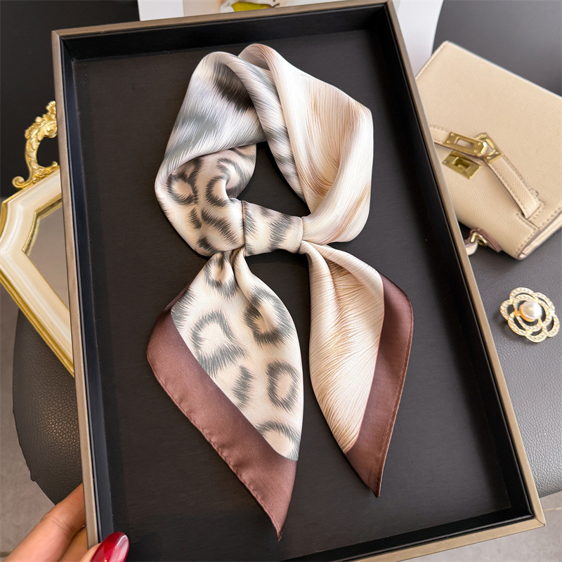 Silk Scarf Square - Luxury Women Square Scarf Silk Leopard