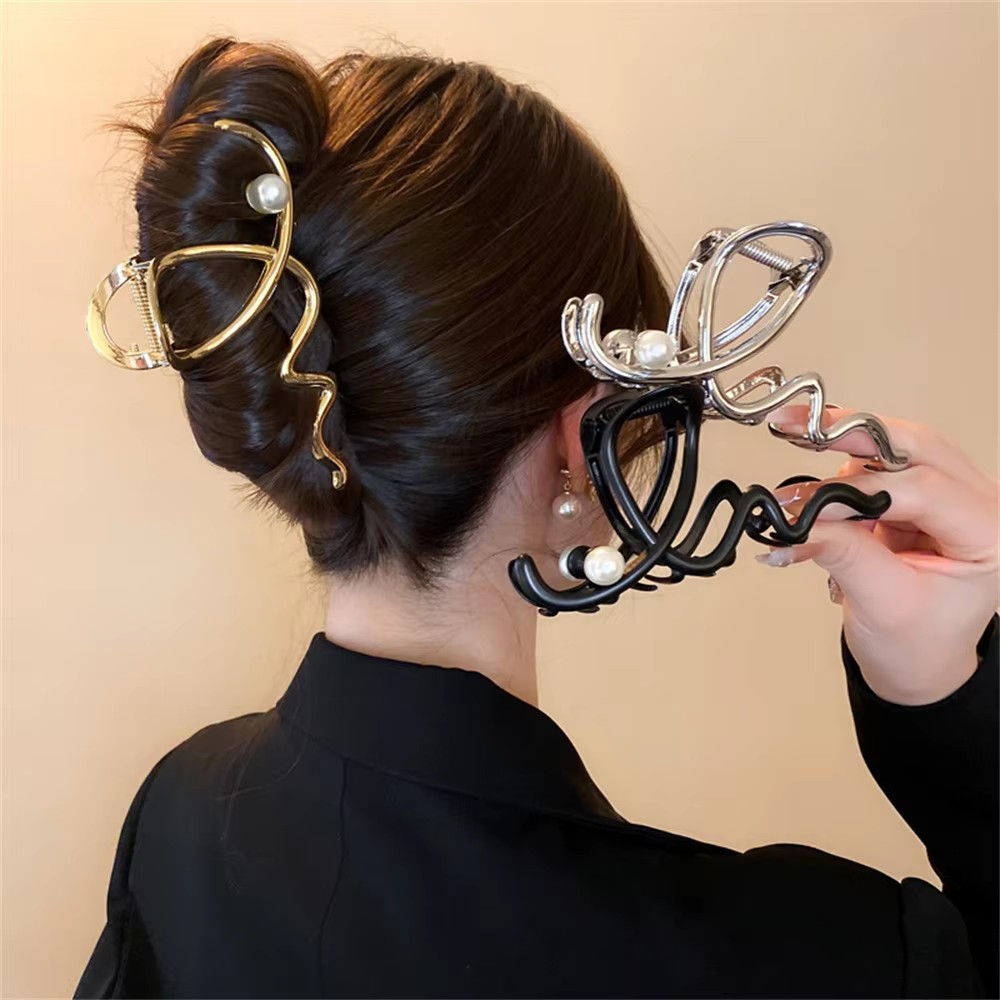 Women Accessories Sale - Big Wave Pearl Hair Pin Metal