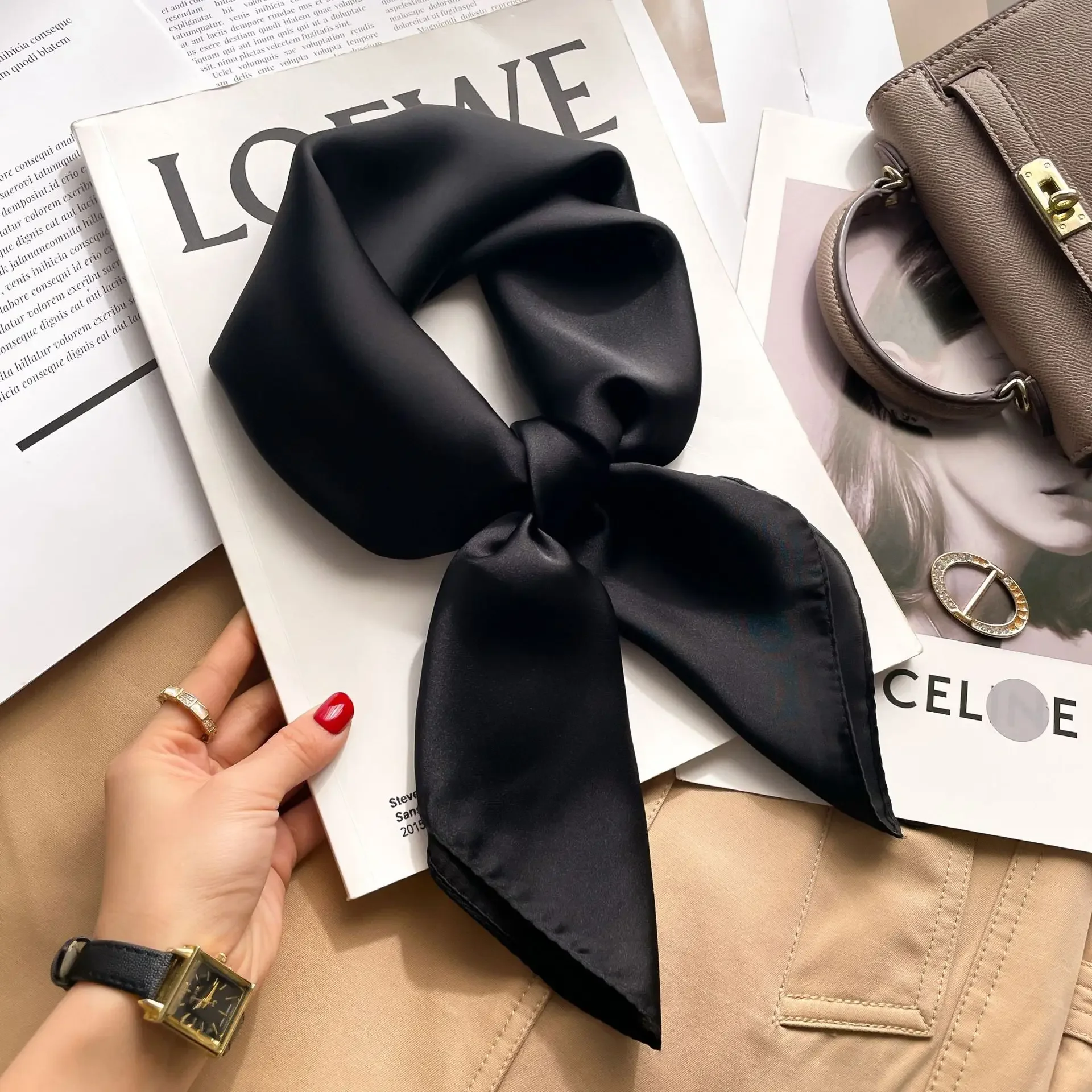 70cm Solid Colors Neckerchief  - Silk Scarf Square recension och pris